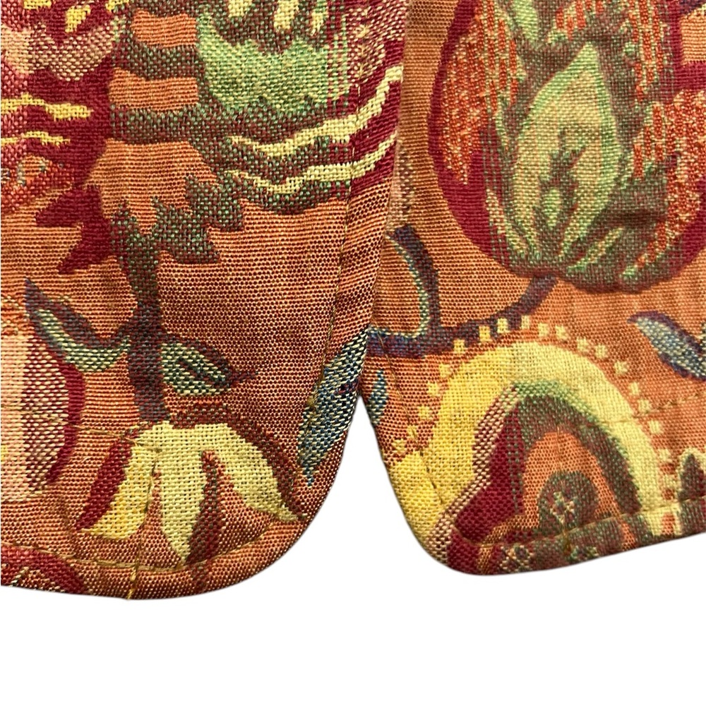 Vintage Women Tapestry Vest Orange Floral Forest Fairy Boho Cottagecore‎ Gypsy - Picture 3 of 6